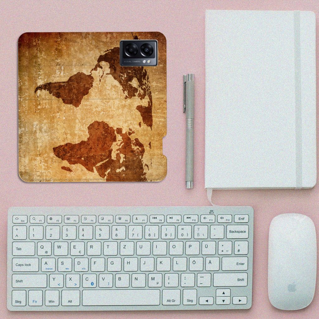 OPPO A77 5G | A57 5G Book Cover Wereldkaart - B2C Telecom