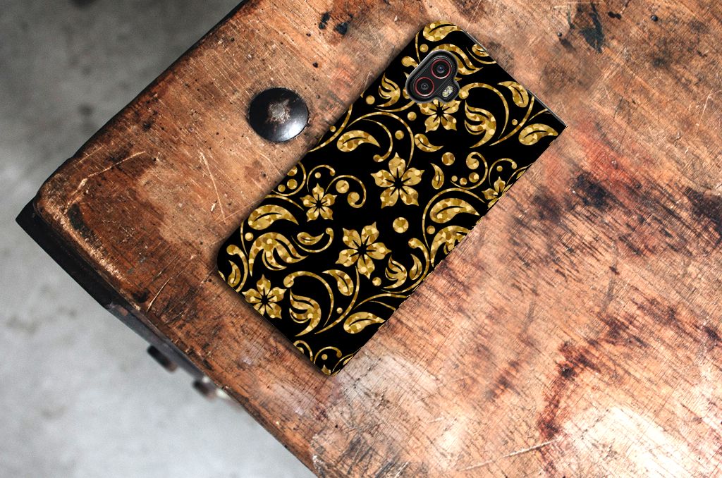 Samsung Galaxy Xcover 6 Pro Smart Cover Gouden Bloemen - B2C Telecom