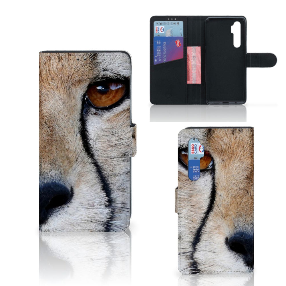 Xiaomi Mi Note 10 Lite Telefoonhoesje met Pasjes Cheetah met close-up van een cheeta oog