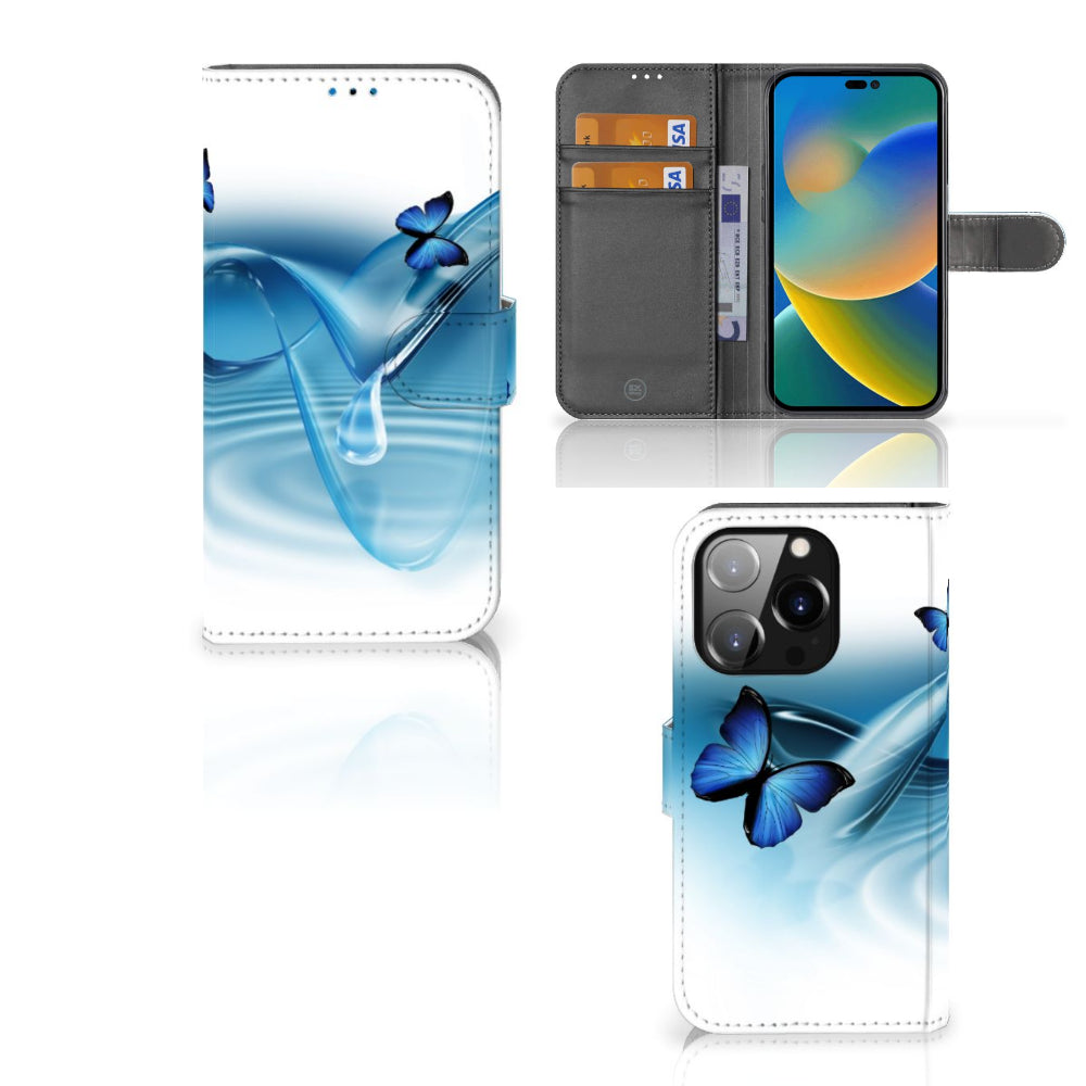 iPhone 14 Pro Telefoonhoesje met Pasjes Vlinders