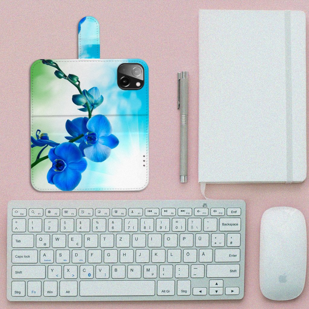 iPhone 13 Mini Hoesje Orchidee Blauw - Cadeau voor je Moeder