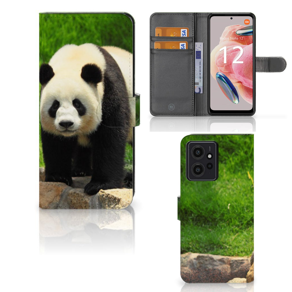 Xiaomi Redmi Note 12 4G Telefoonhoesje met Pasjes Panda