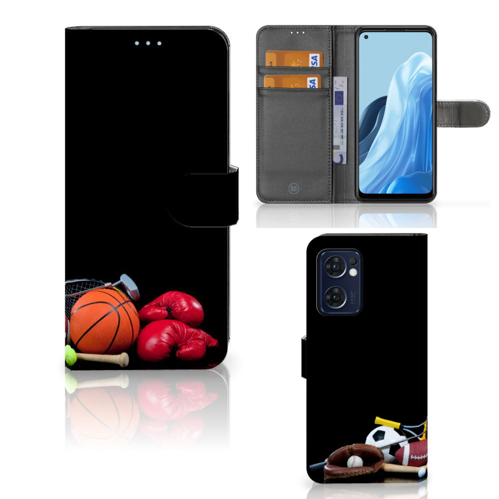 OPPO Find X5 Lite | Reno 7 5G Wallet Case met Pasjes Sports met sportafbeeldingen en pasjeshouders.