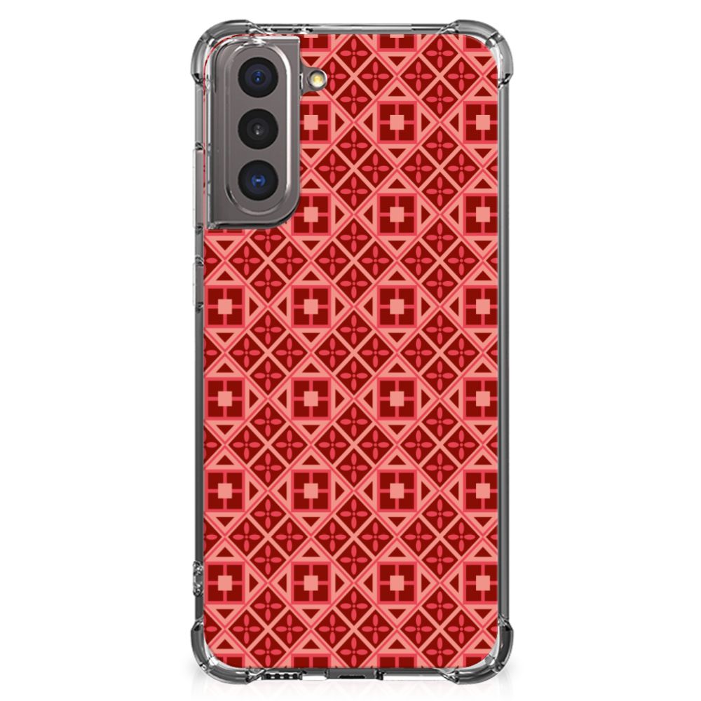 Samsung Galaxy S21 Doorzichtige Silicone Hoesje Batik Rood