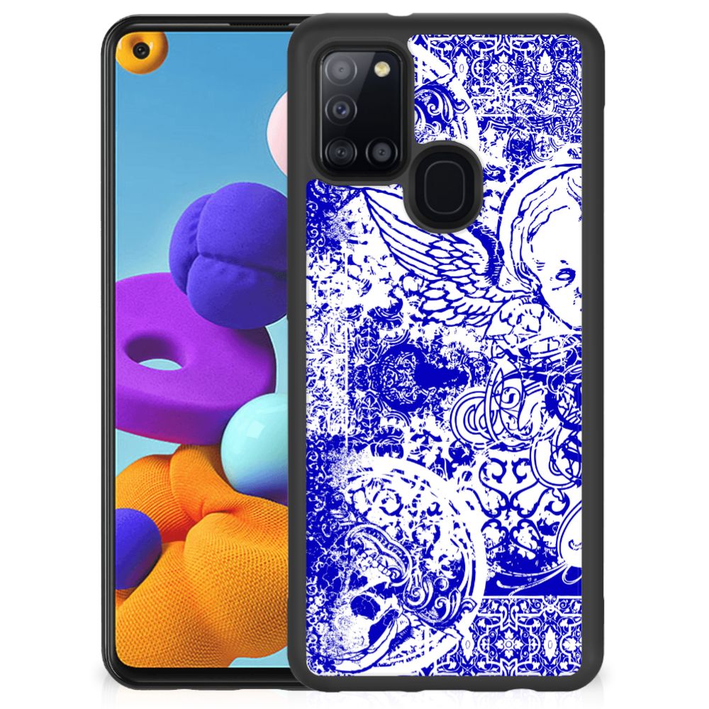 Mobiel Case Samsung Galaxy A21s Angel Skull Blauw