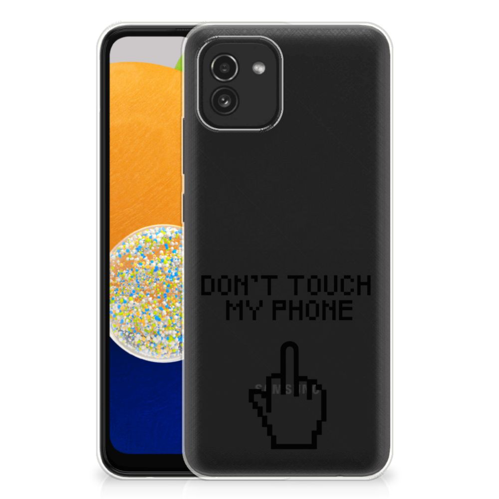 Samsung Galaxy A03 Silicone-hoesje Finger Don't Touch My Phone B2C Telecom