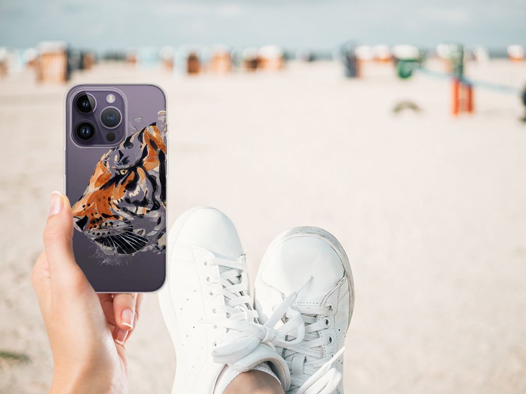 Hoesje maken Apple iPhone 14 Pro Watercolor Tiger B2C Telecom