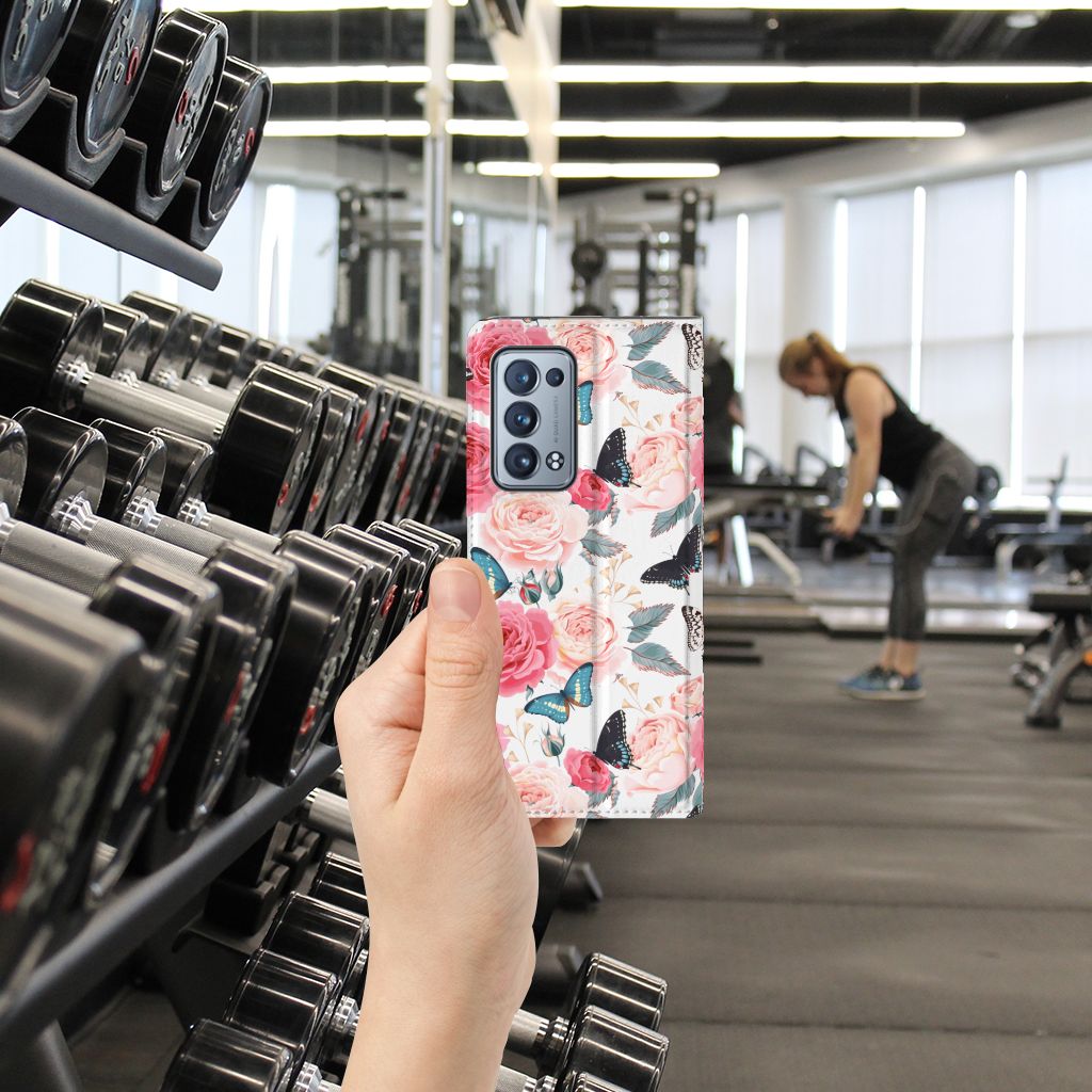 OPPO Reno 6 Pro Plus 5G Smart Cover Butterfly Roses - B2C Telecom