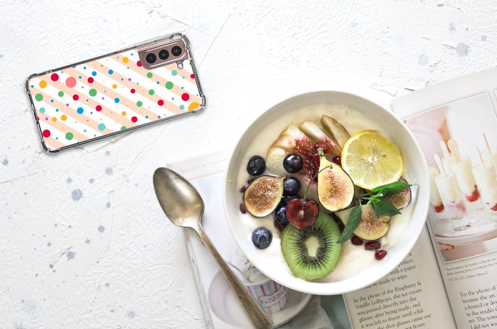 Samsung Galaxy S21 Plus Doorzichtige Silicone Hoesje Dots B2C Telecom