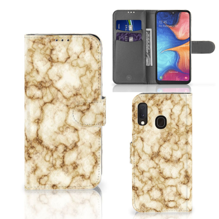 Samsung Galaxy A20e Bookcase Marmer Goud