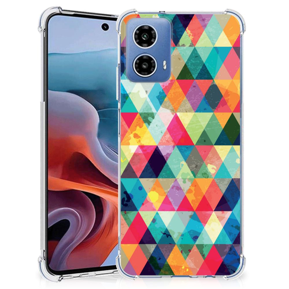Motorola Moto G34 Doorzichtige Silicone Hoesje Geruit B2C Telecom