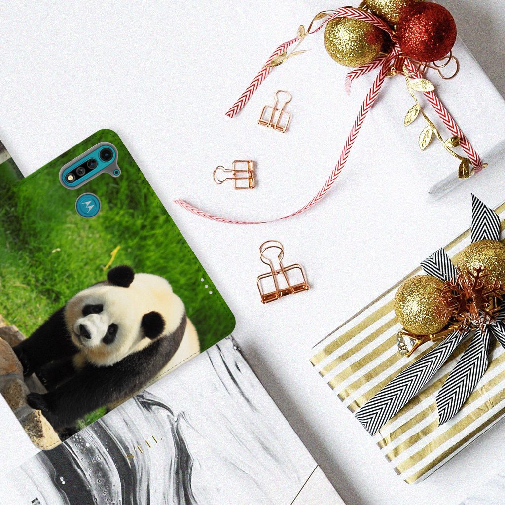 Motorola G8 Power Lite Telefoonhoesje met Pasjes Panda