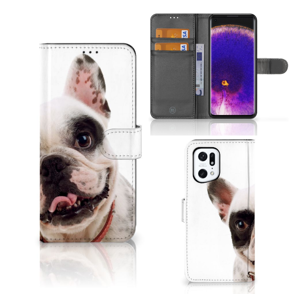 OPPO Find X5 Pro Telefoonhoesje met Pasjes Franse Bulldog