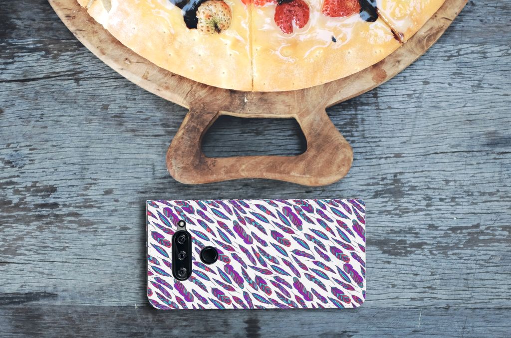 LG V40 Thinq Hoesje met Magneet Feathers Color