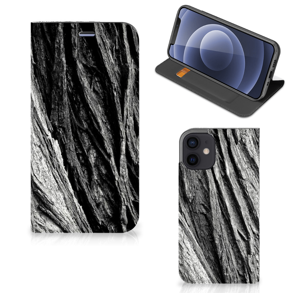 Book Wallet Case iPhone 12 Mini Boomschors Grijs - B2C Telecom