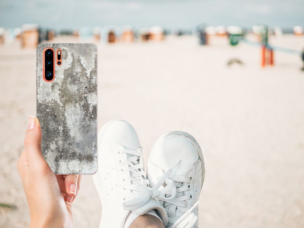 Huawei P30 Pro TPU Siliconen Hoesje Beton Print