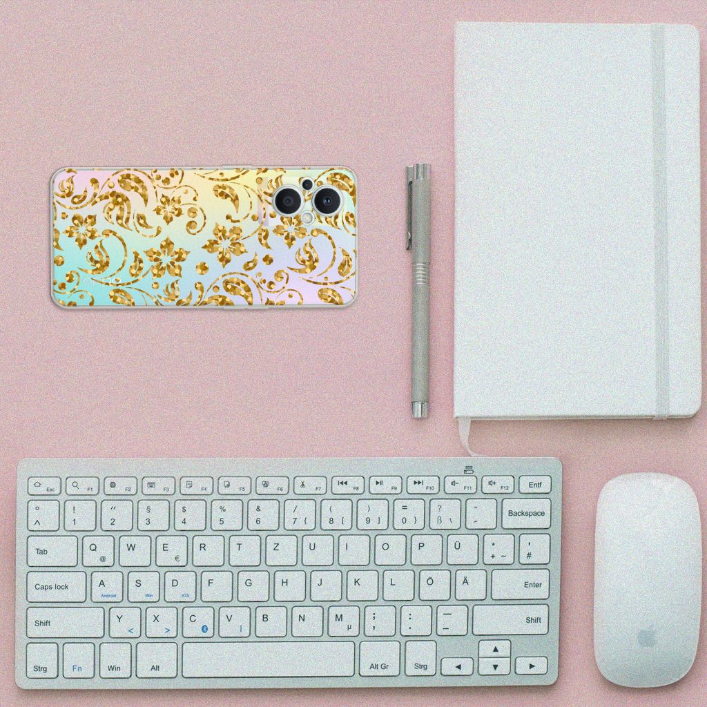 OPPO Reno8 Lite TPU Case Gouden Bloemen B2C Telecom