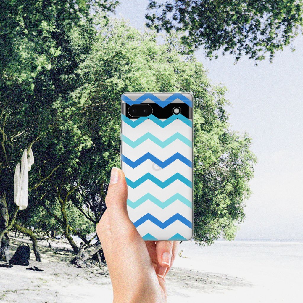 Google Pixel 6A TPU bumper Zigzag Blauw B2C Telecom