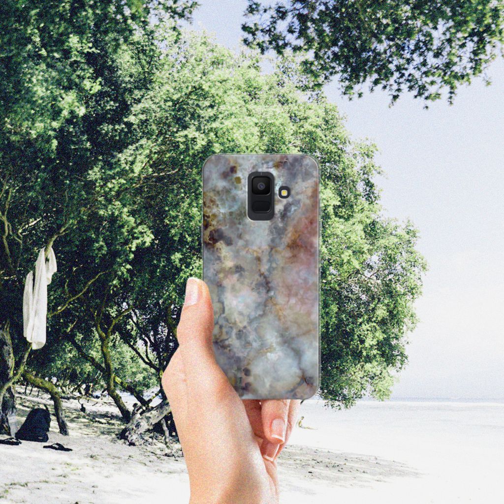 Samsung Galaxy A6 (2018) TPU Siliconen Hoesje Marmer Grijs