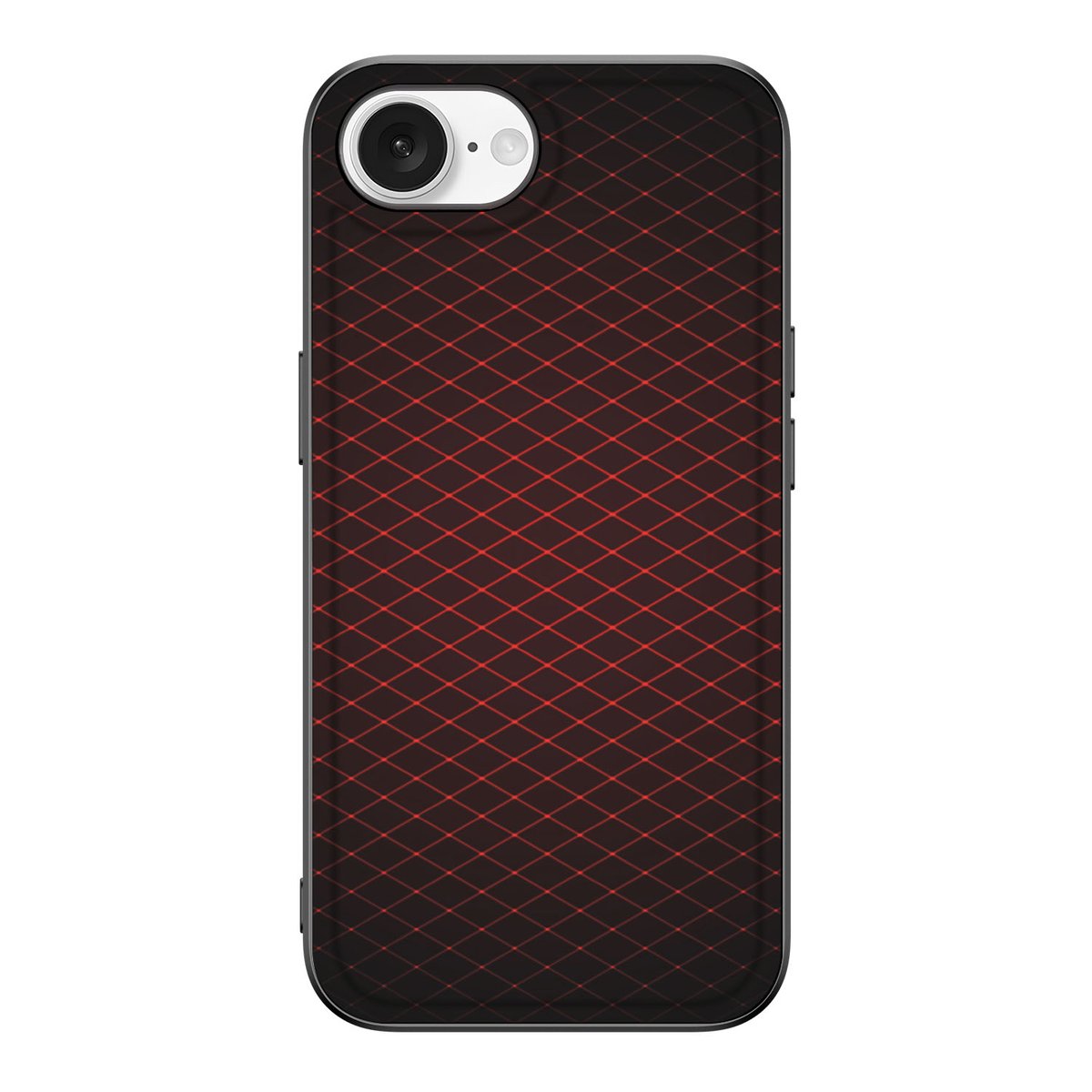 iPhone 16e Back Case Geruit Rood met een modern ruitpatroon in zwart en rood, voor optimaal gebruik en bescherming.