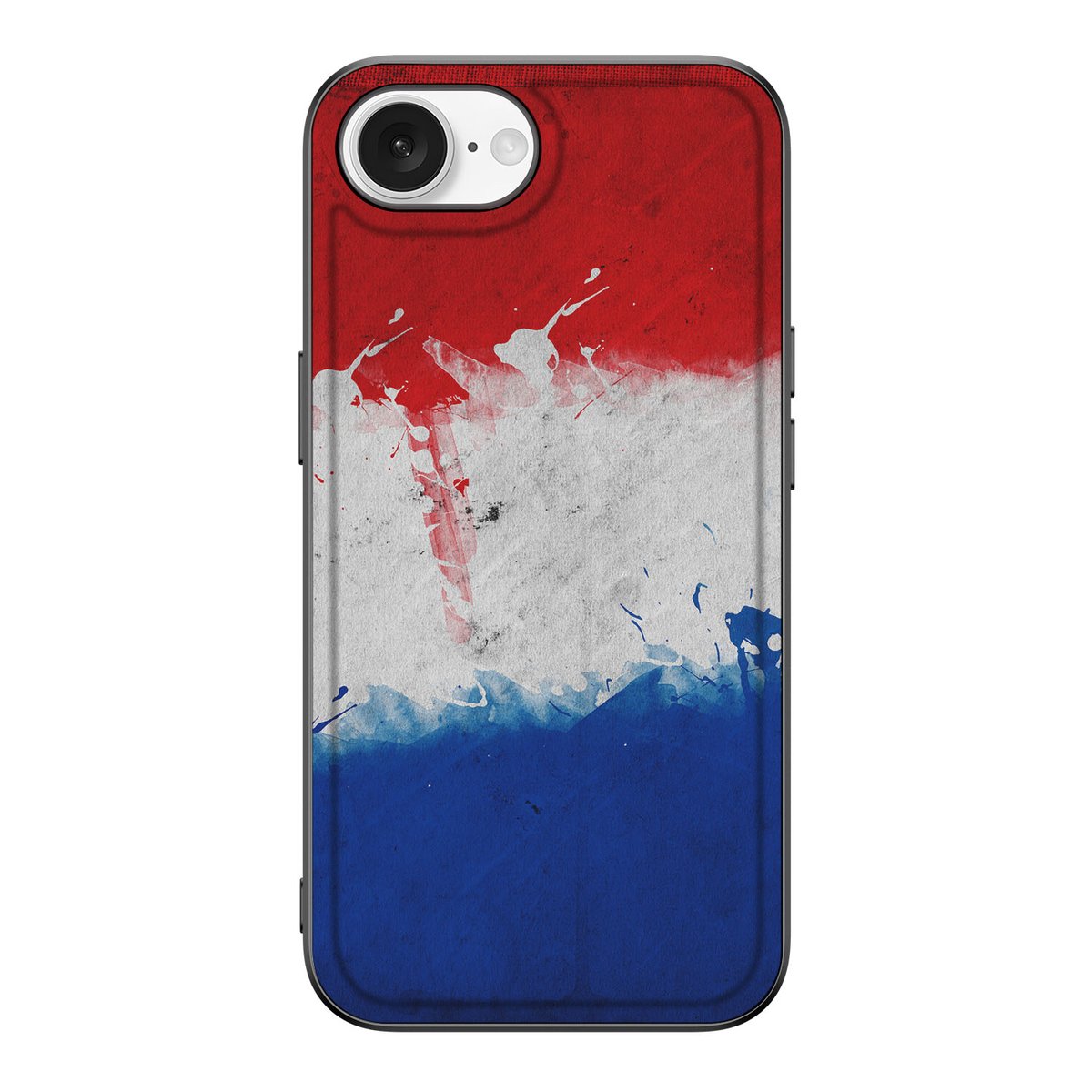 iPhone 16e Silicone Case Nederland met vlaggenprint in rood, wit en blauw, perfect voor dagelijks gebruik.