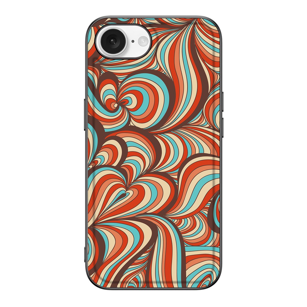 iPhone 16e Leuk Telefoonhoesje Retro met kleurrijke swirl print voor stijlvolle bescherming.
