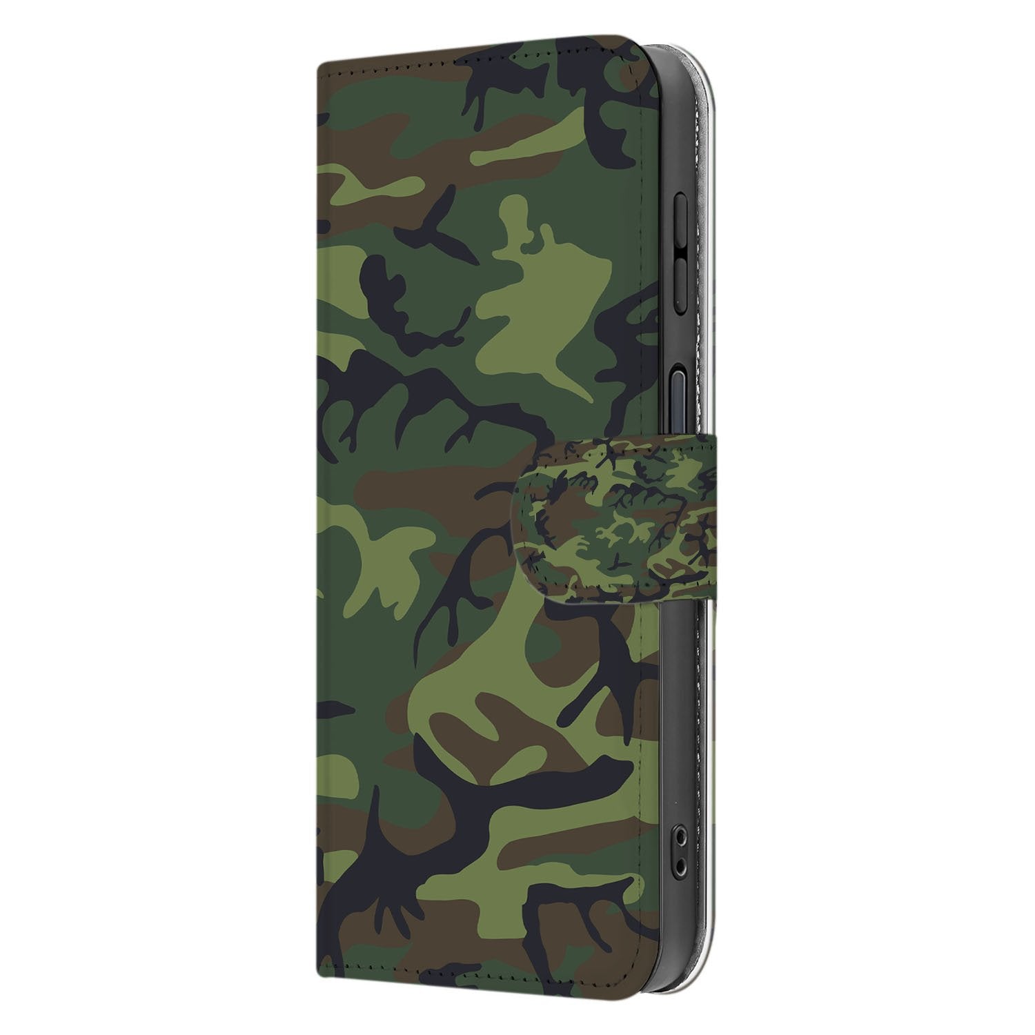 Army Dark Camouflage Samsung Galaxy Xcover 7 Pro Bookcase Hoesje camouflagedesign aanzicht