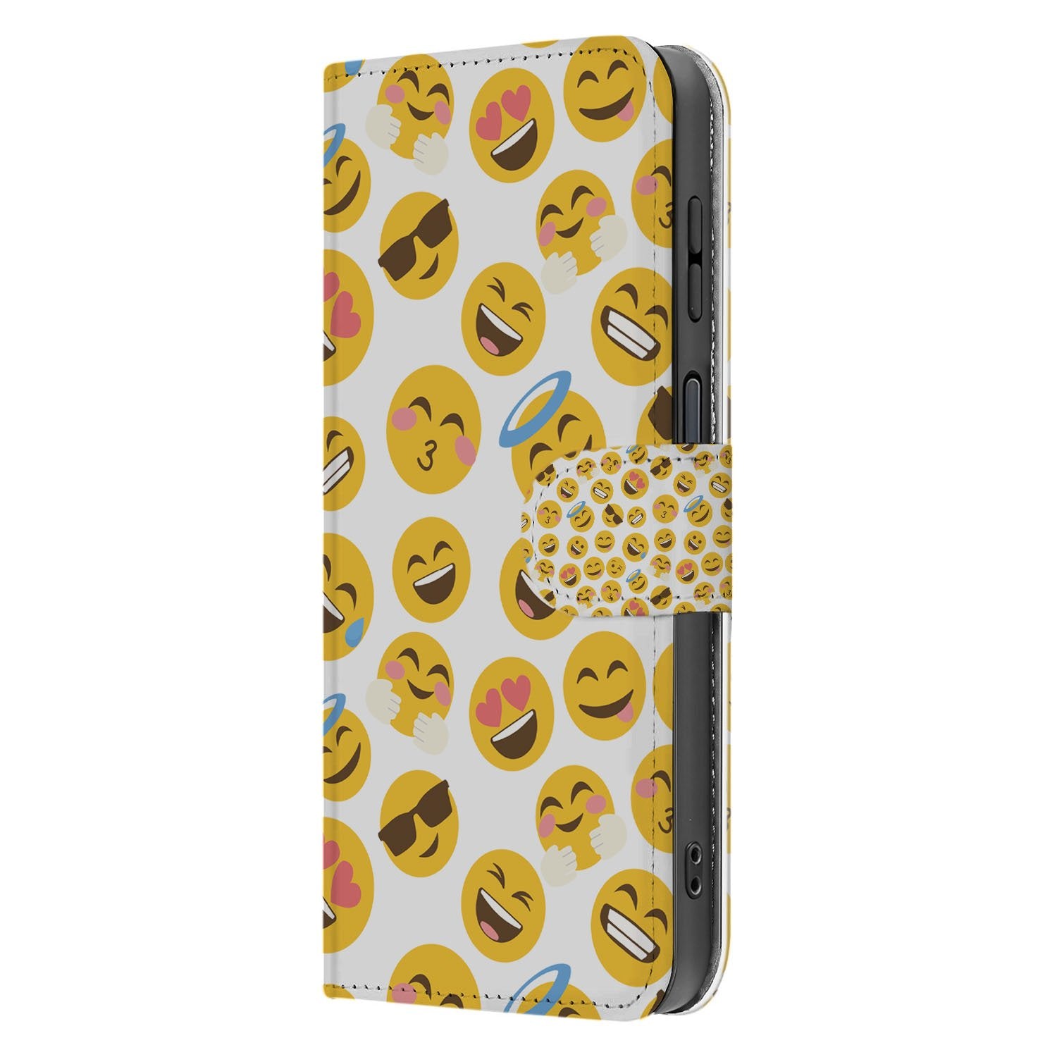 Bookcase Hoesje Samsung Galaxy Xcover 7 Pro Emoji Fiesta Bescherming emoji print wit zij aanzicht