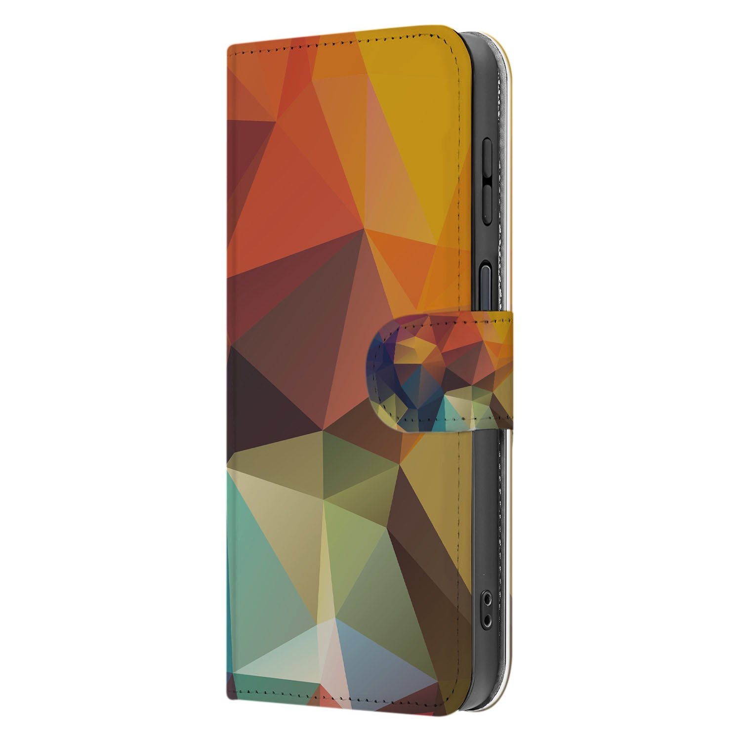 Polygon Kleur Samsung Galaxy Xcover 7 Pro Book Case Portemonnee Hoesje Met 3 Pasjesvakken zijaanzicht geometrisch patroon