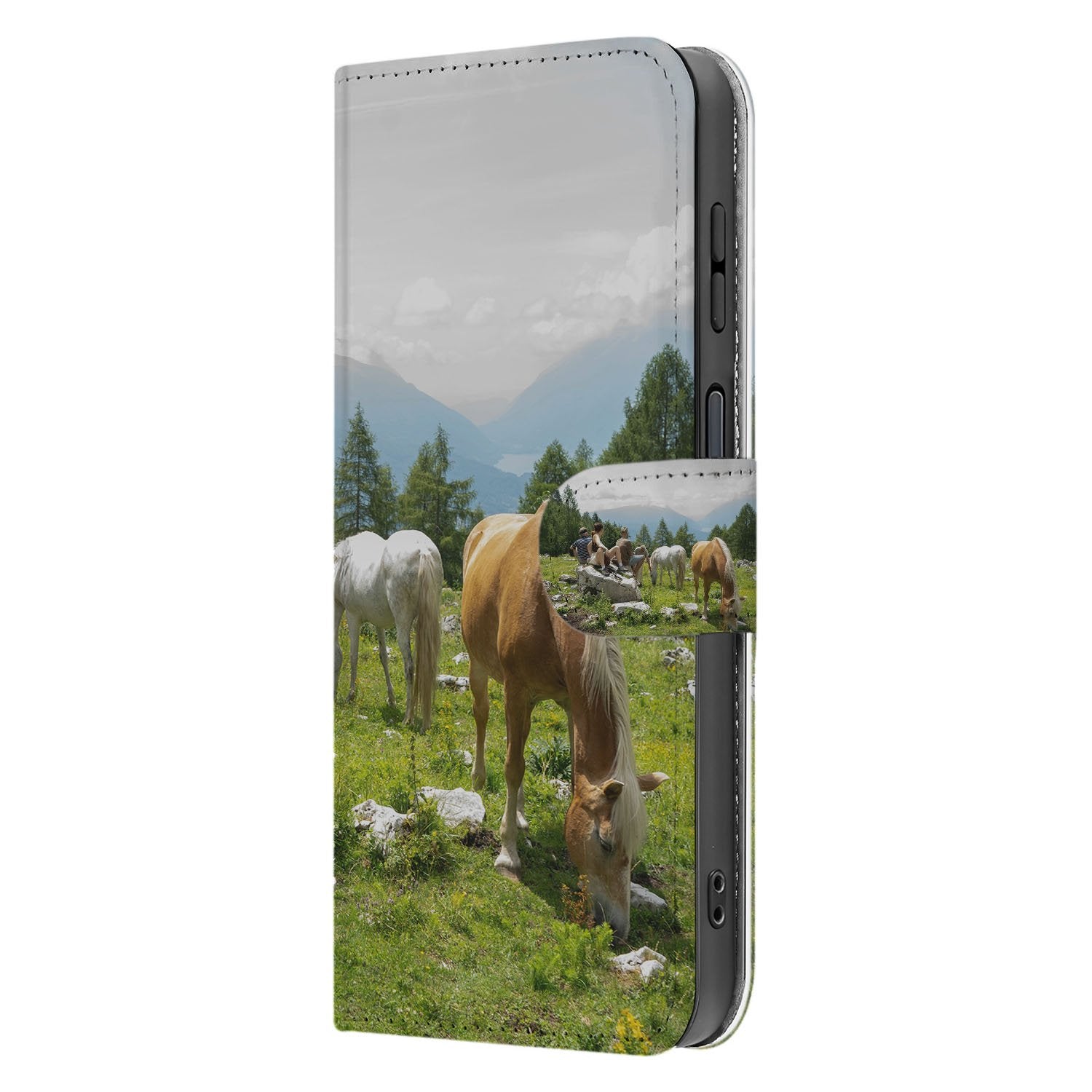 Samsung Galaxy XCover 7 Pro Bookcase Hoesje met Foto Fullprint Pasjeshouder Voorzijde Paarden Weide
