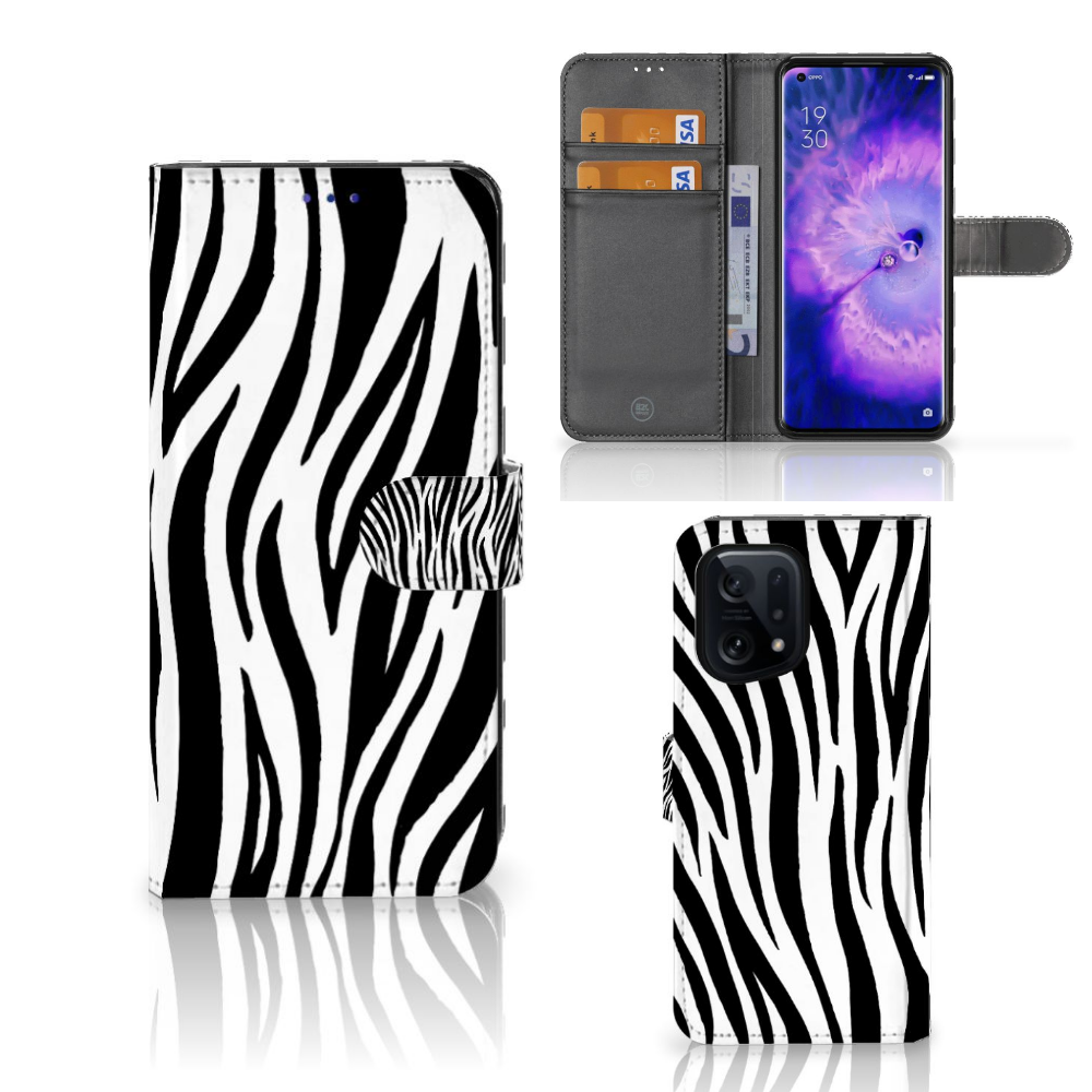 OPPO Find X5 Telefoonhoesje met Pasjes Zebra