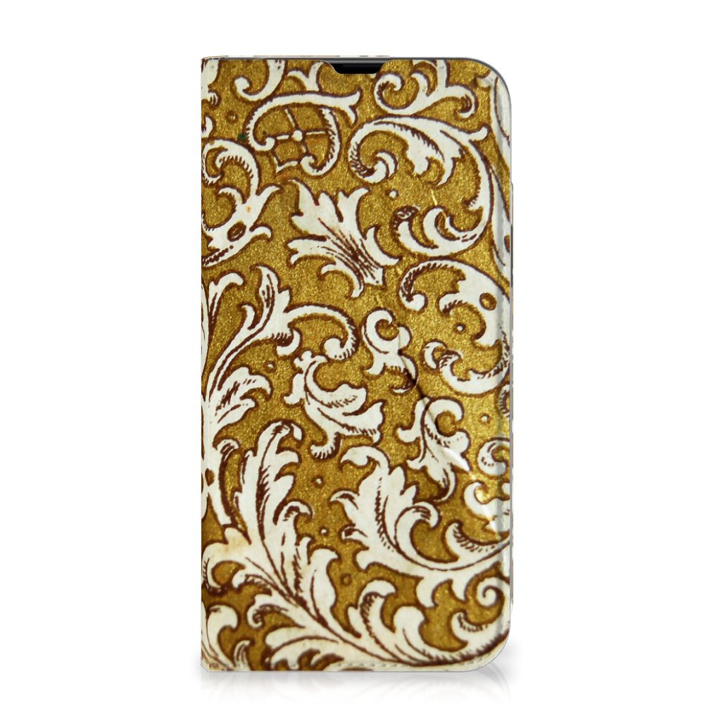 Telefoon Hoesje iPhone 13 Pro Max Barok Goud met een prachtig barok design in goud en wit.