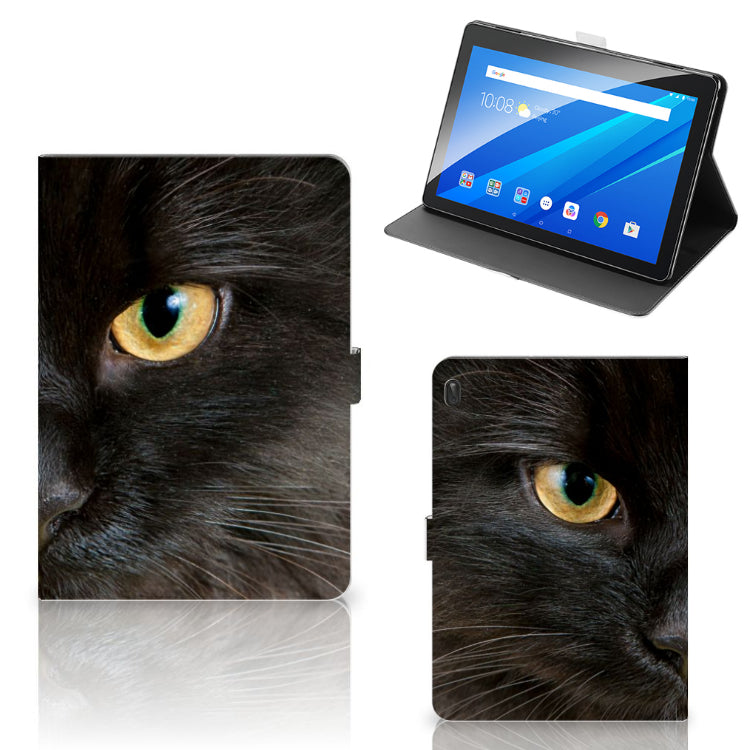 Lenovo Tab E10 Flip Case Zwarte Kat