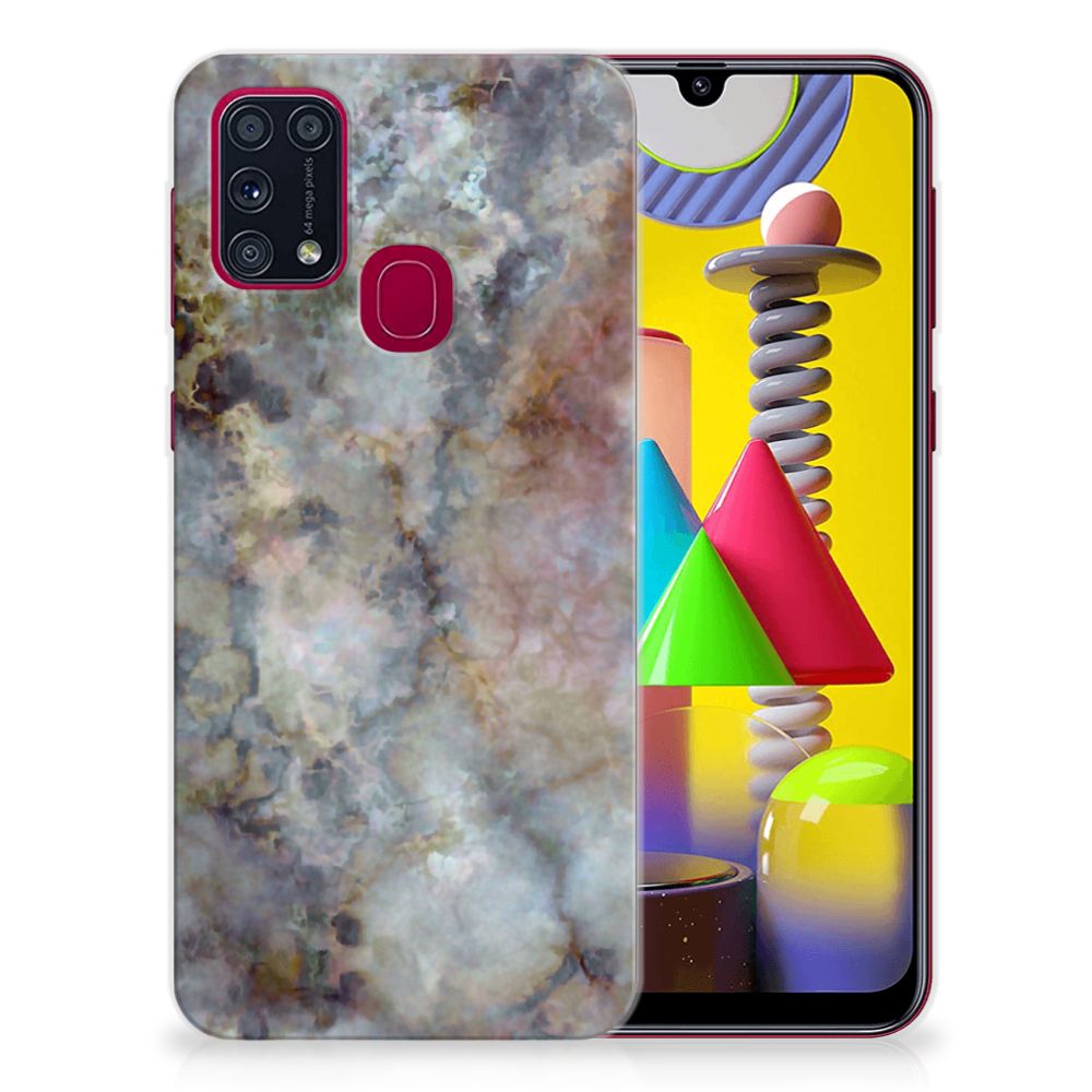 Samsung Galaxy M31 TPU Siliconen Hoesje Marmer Grijs