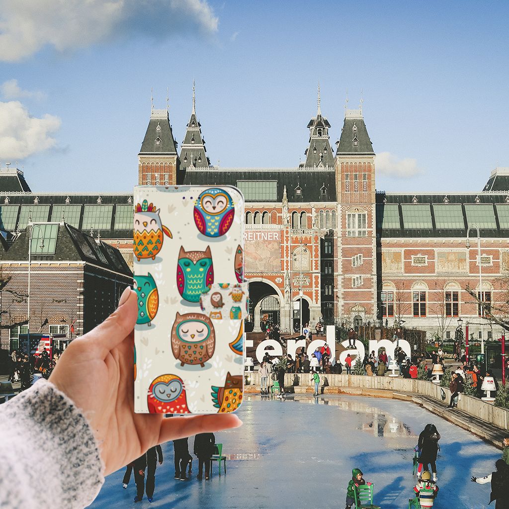 Samsung Galaxy A50 Telefoonhoesje met Pasjes Vrolijke Uilen