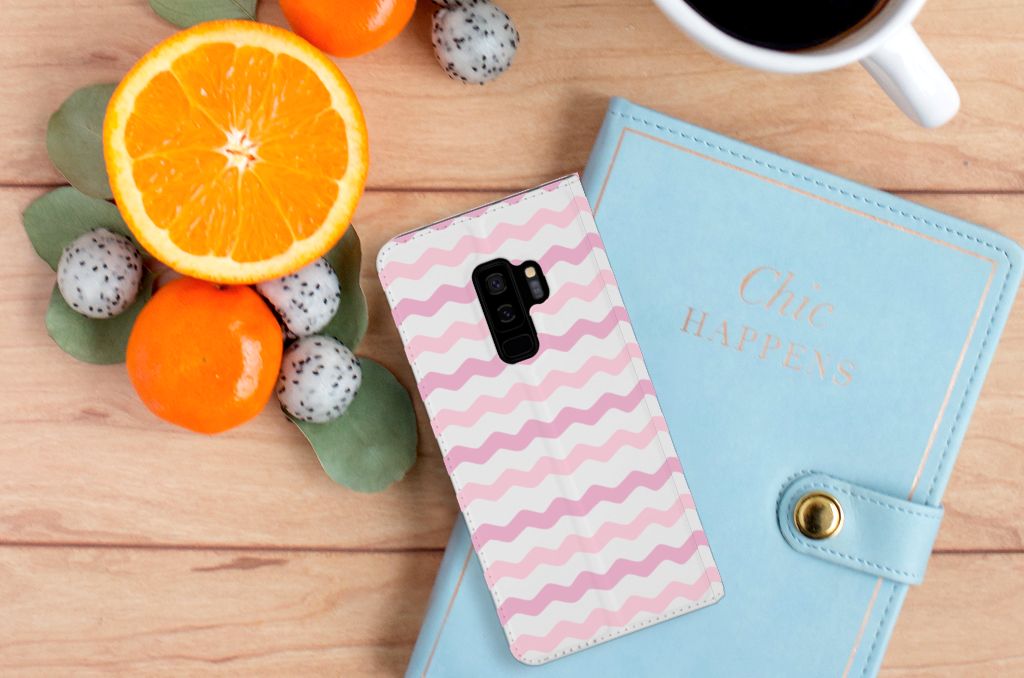 Samsung Galaxy S9 Plus Hoesje met Magneet Waves Roze
