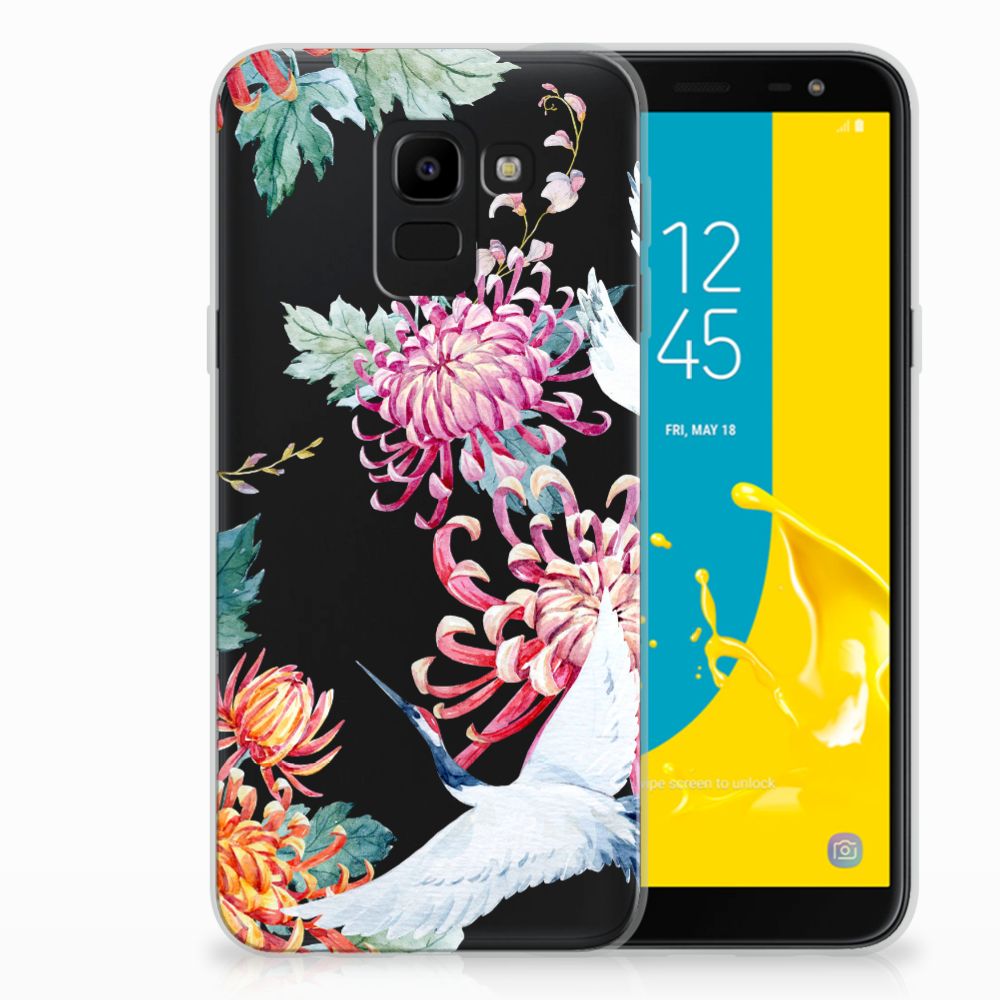 Samsung Galaxy J6 2018 TPU Hoesje Bird Flowers