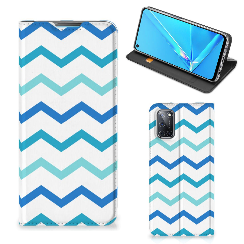OPPO A52 | A72 Hoesje met Magneet Zigzag Blauw
