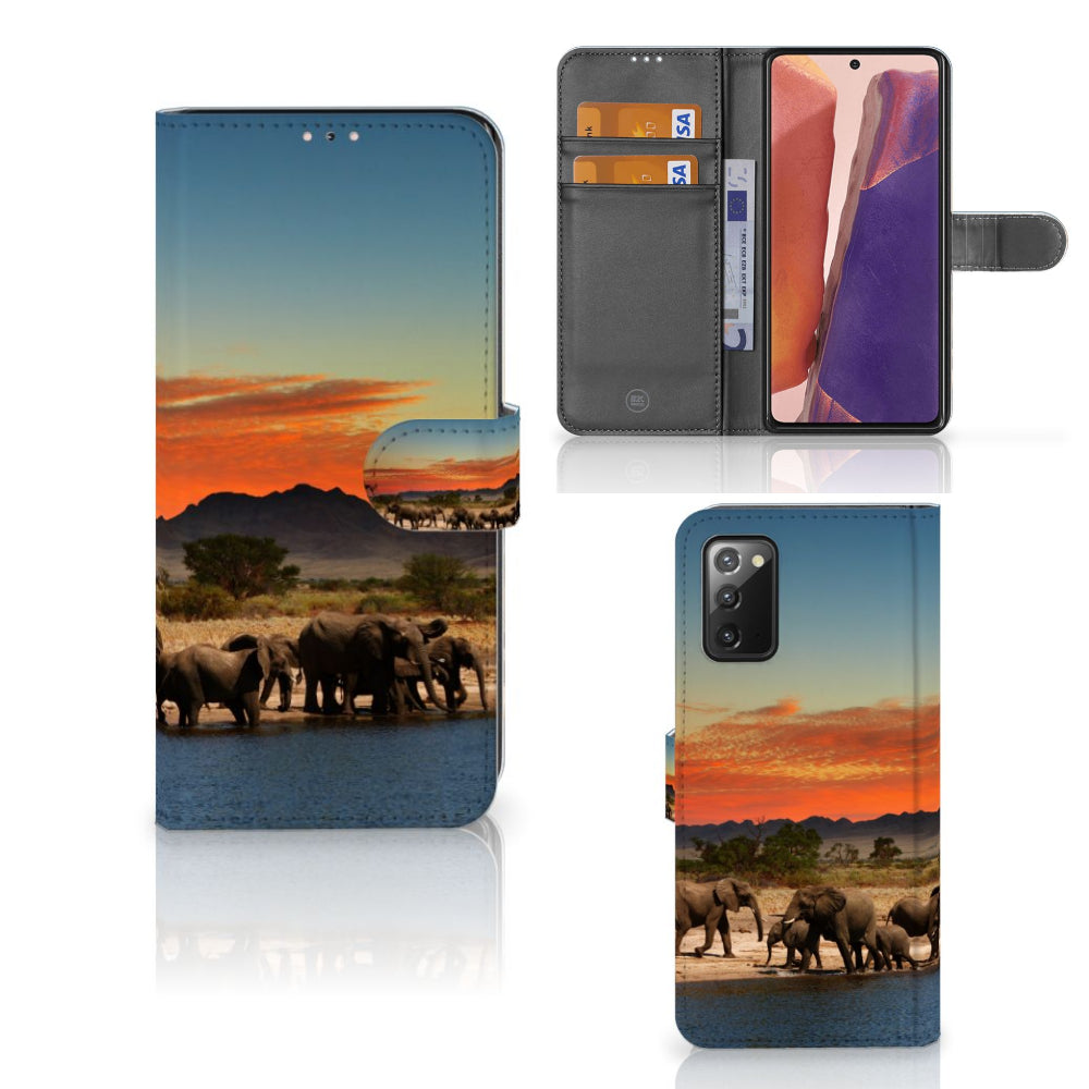 Samsung Galaxy Note 20 Telefoonhoesje met Pasjes Olifanten