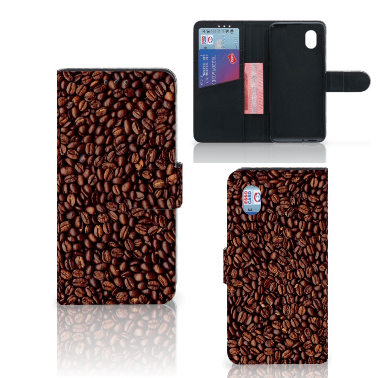 Koffiebonen Hoesje Alcatel 1B (2020) Bruin Kunstleer Met Kaartvakjes En Bescherming | Book Case