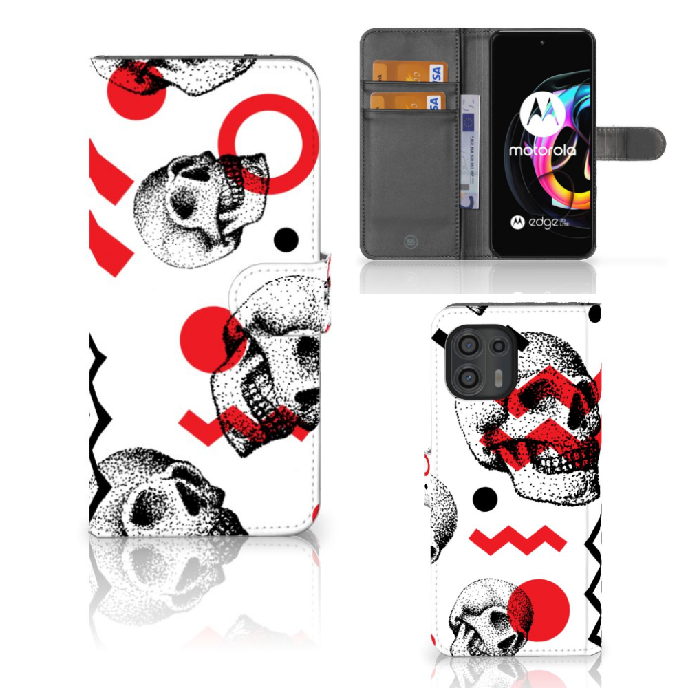 Telefoonhoesje met Naam Motorola Edge 20 Lite Skull Red