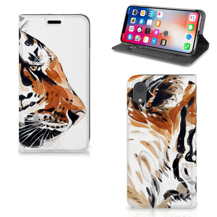 Bookcase Apple iPhone Xr Watercolor Tiger