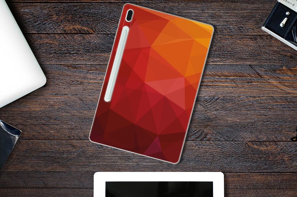 Back Cover voor Samsung Galaxy Tab S7FE Polygon Red - B2C Telecom