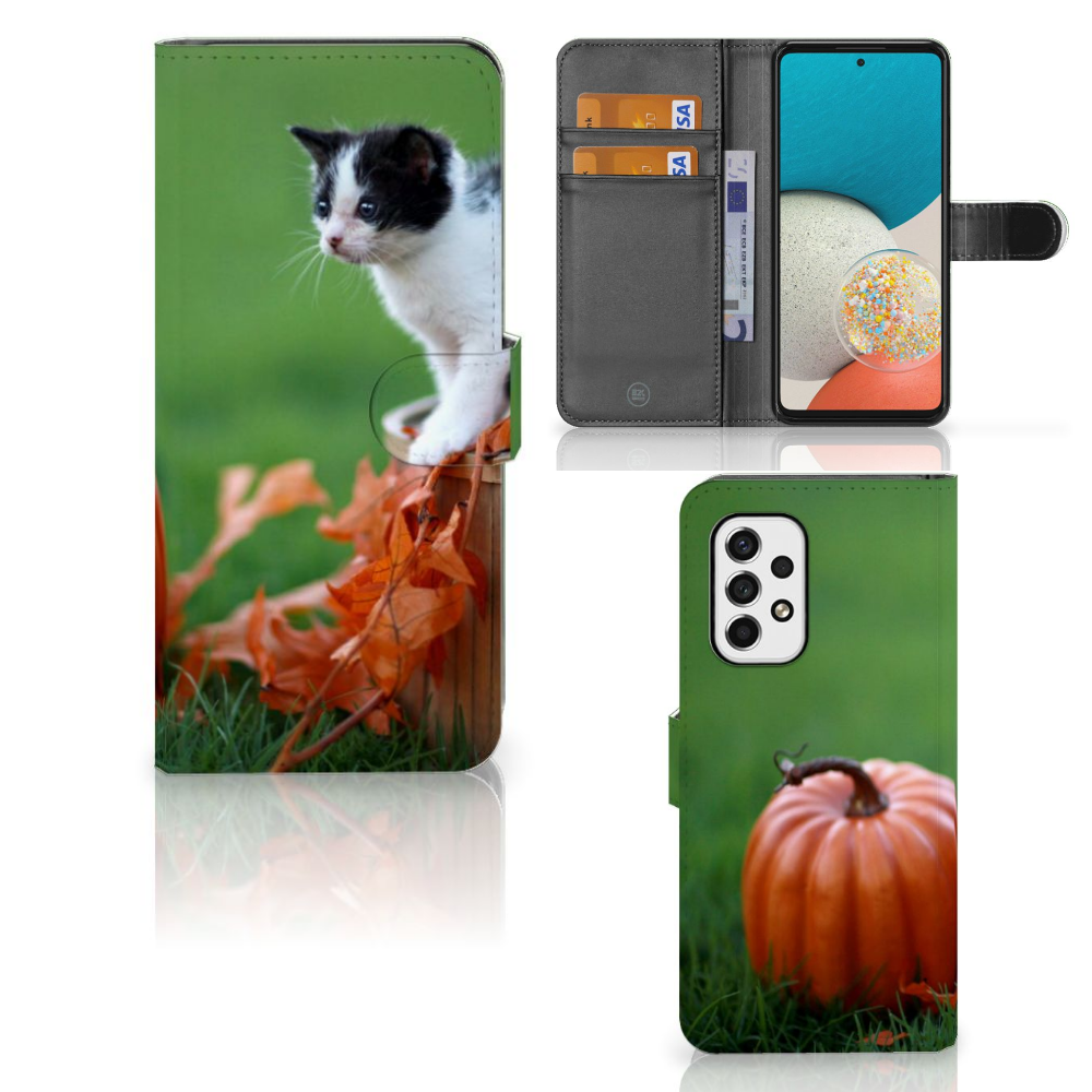 Samsung Galaxy A53 Telefoonhoesje met Pasjes Kitten