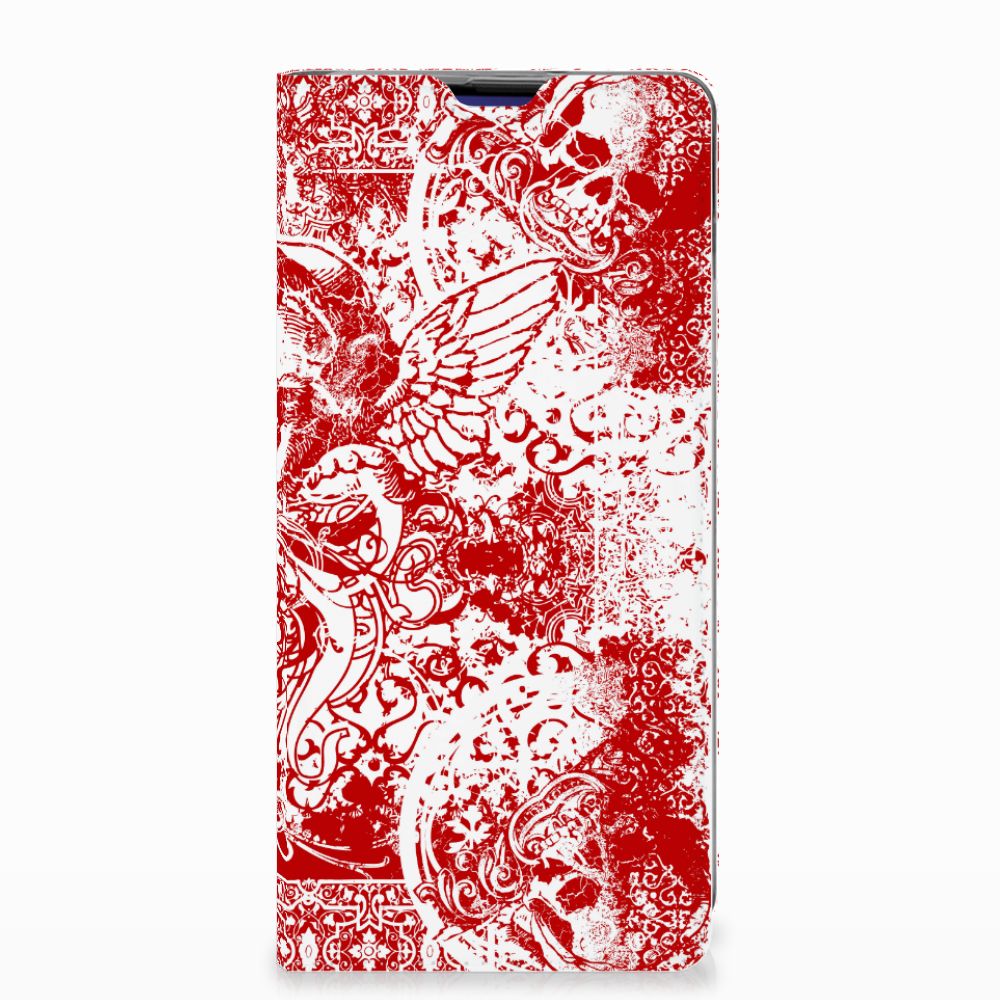 Mobiel BookCase Samsung Galaxy S10 Plus Angel Skull Rood