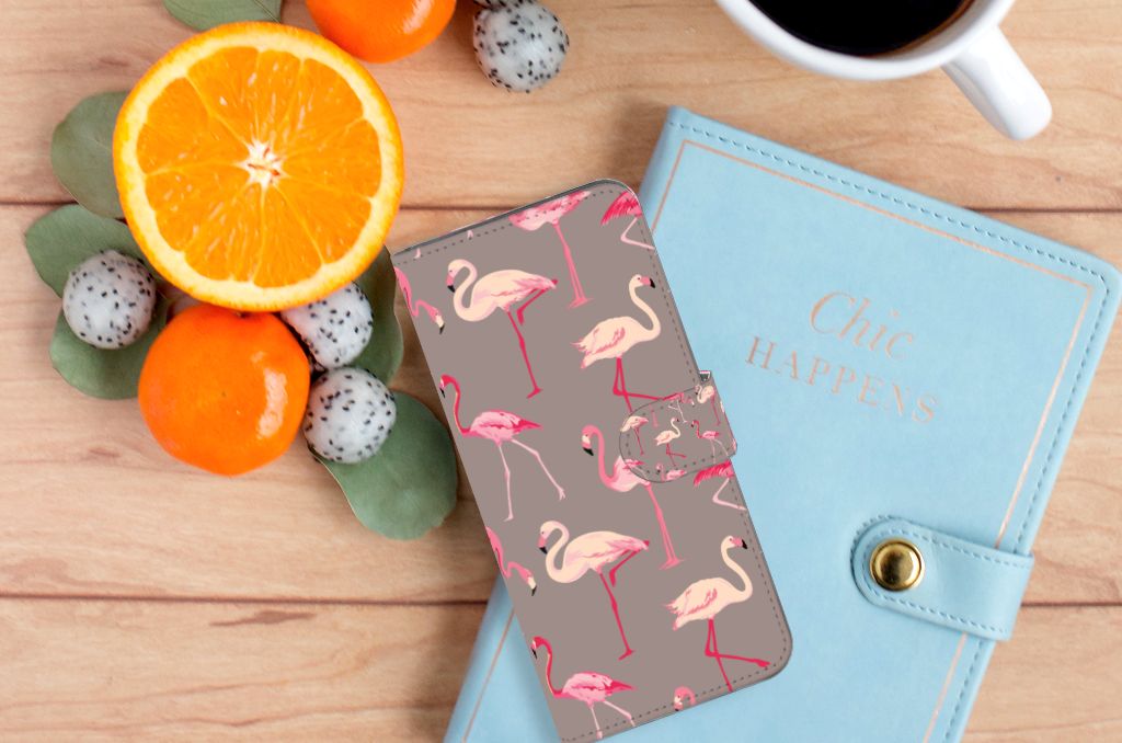 Motorola Edge 20 Lite Telefoonhoesje met Pasjes Flamingo
