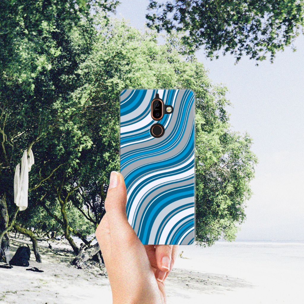 Nokia 7 Plus TPU bumper Waves Blue