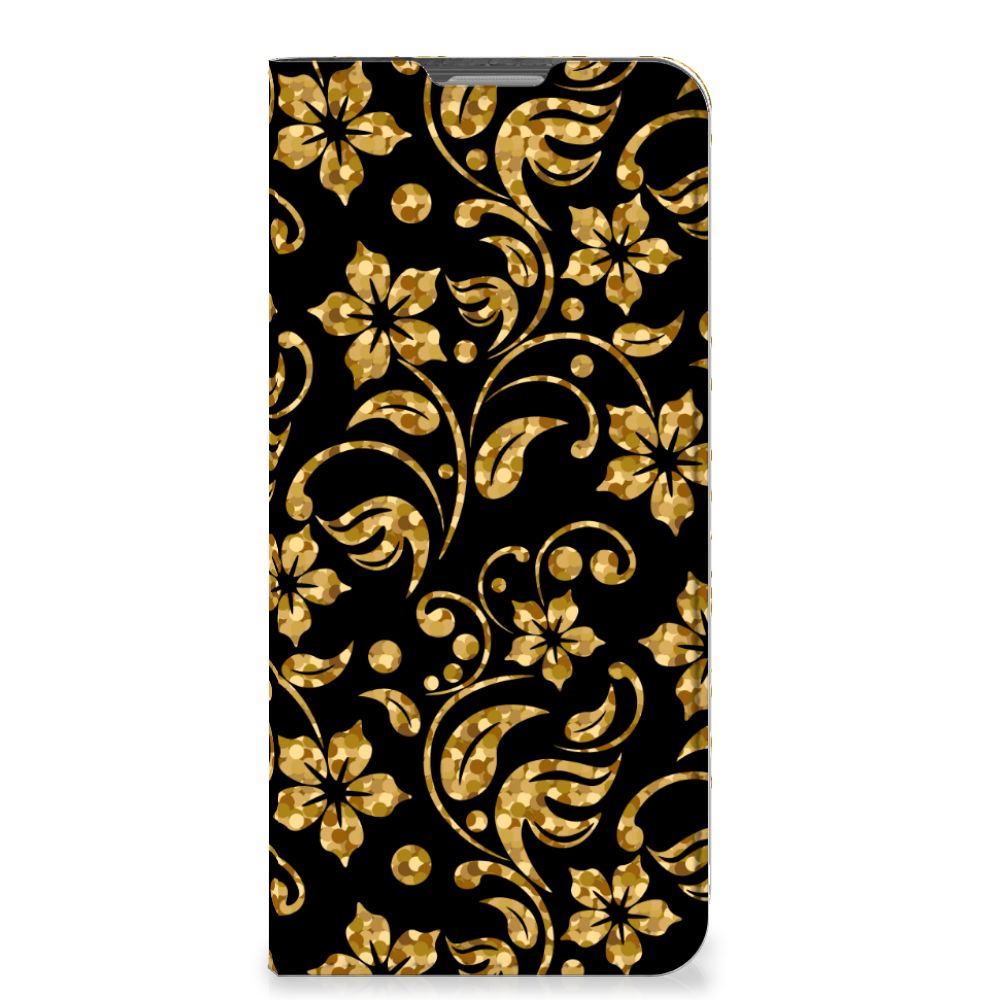 OPPO Reno8 Lite Smart Cover Gouden Bloemen