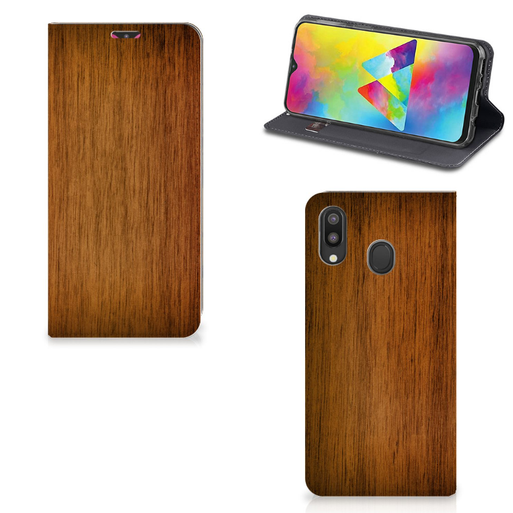Samsung Galaxy M20 Book Wallet Case Donker Hout