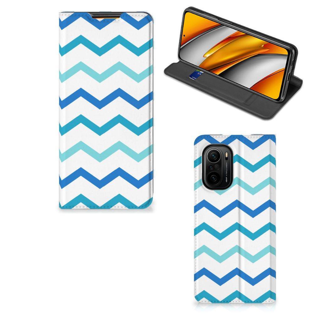 Xiaomi Mi 11i | Poco F3 Hoesje met Magneet Zigzag Blauw - B2C Telecom